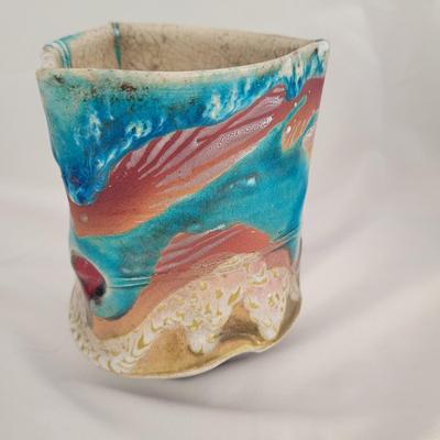 Trio of Artist Signed Ceramic Triangular Vases (G-CE)