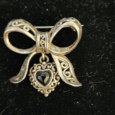 Silver Heart Bow