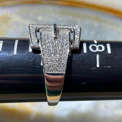 (Ring #6) Sterling Silver .925 Fashion Belt Ring Size 8-3/4 in VG Never Worn Condition.