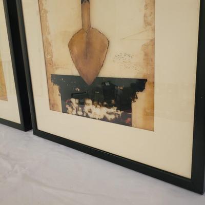 “Edger” and “Spade” Signed Encaustic Paintings by Dorothy Macina (G-CE)