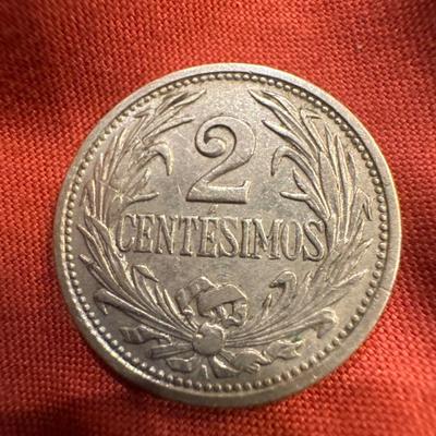 1936 Uruguay 2 Centesimo Two Cent Coin mint