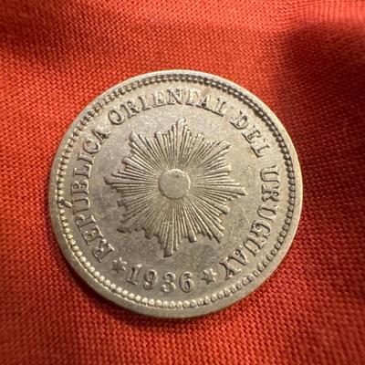 1936 Uruguay 2 Centesimo Two Cent Coin mint
