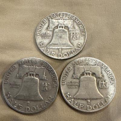 1958-1960 Benjamin Franklin U S 50c .999 Silver coins
