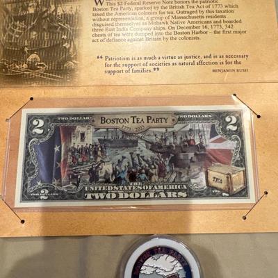 1773-2023 $2 FEDERAL RESERVE NOTE AND COIN HONORING THE 250th ANNIVERSARY OF THE BOSTON TEA PARTY
