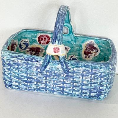 GAIL PITTMAN POTTERY ~ Hand Painted Basketweave Basket