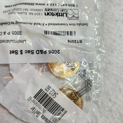 Uncirculated money $2- 2003, (2) $1- 2003 and (2) 2005 $1 coin D Sacagawea