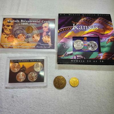 Uncirculated coins and Tokens, Lincoln bicentennial, Westward Journey, Kansas Quarter. reader's digest
