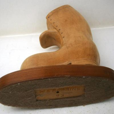 Vintage Hand Carved Wood Boot Paperweight