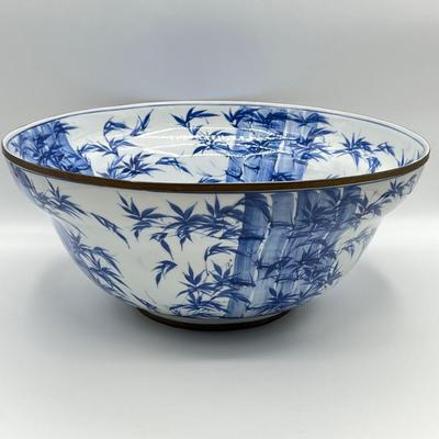 Blue & White Oriental Style Decorative Porcelain 13” Bowl