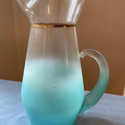 1950s Blendo teal frosted pitcher