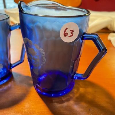 Vintage Hazel Atlas Cobalt Blue Commemorative Shirley Temple Pitcher and Cup