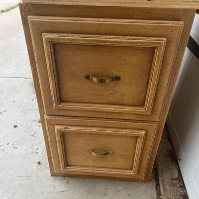 Damaged Partial Wood Filing Cabinet