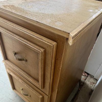 Damaged Partial Wood Filing Cabinet