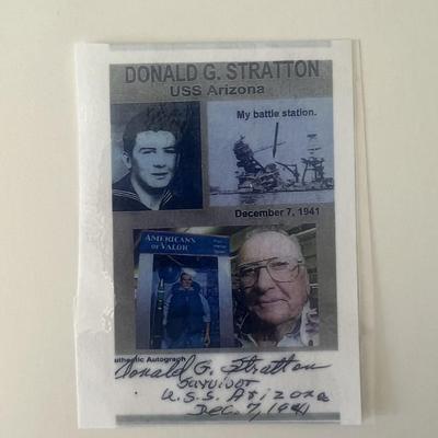USS Arizona survivor Donald Stratton signed photo