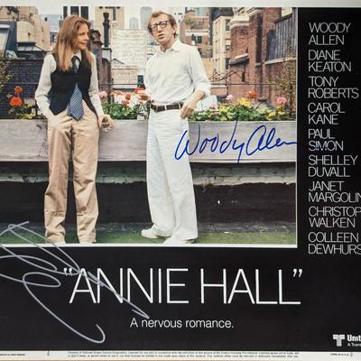 Annie Hall Woody Allen and Diane Keaton signed original 1977 vintage lobby card