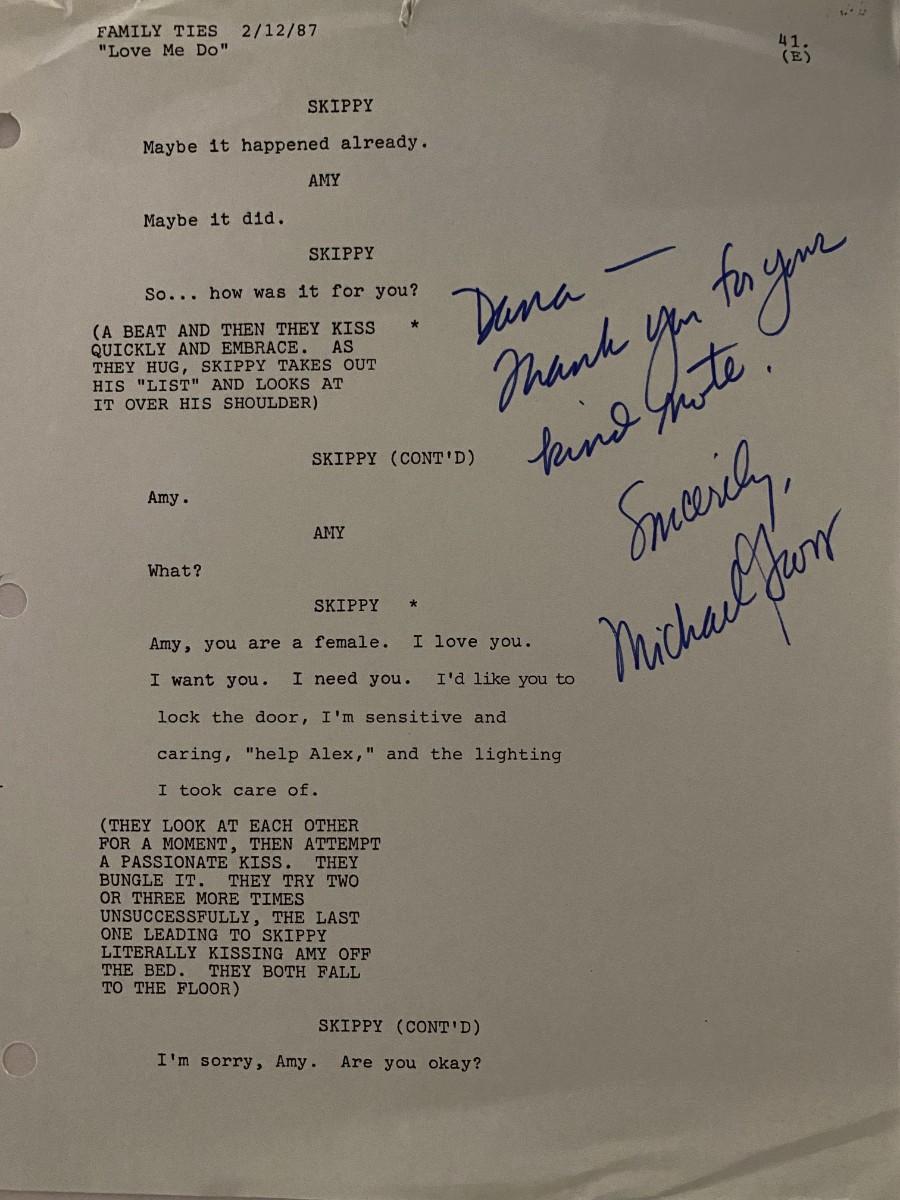 Family Ties Michael Gross signed script page | EstateSales.org
