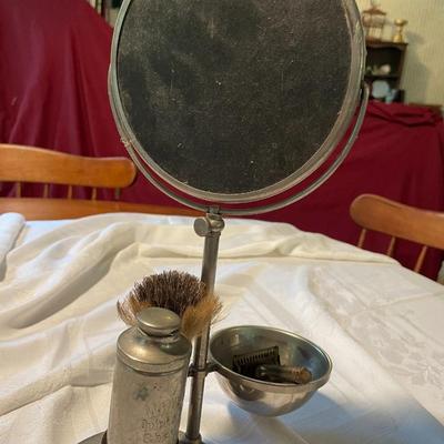 Vintage Double Sided Silver Plate Shaving Mirror Stand from J.B. Williams Co