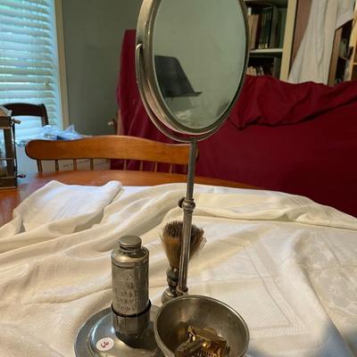 Vintage Double Sided Silver Plate Shaving Mirror Stand from J.B. Williams Co