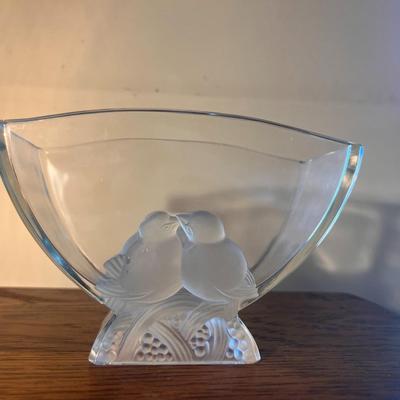 Verlys French Glass Lovebirds Vase