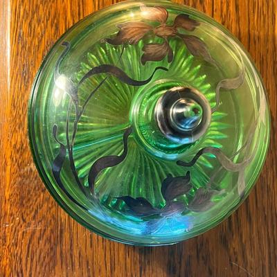 Uranium Glass Divided Dish with Lid