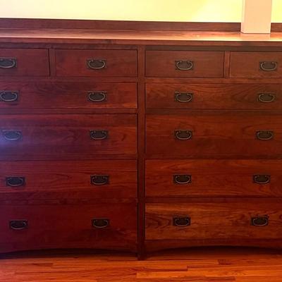 Solid Wood Mission Style Double Chest of Drawers