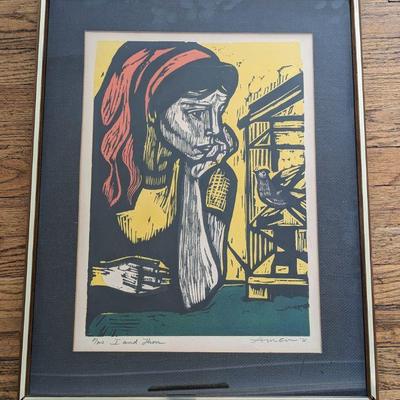 Irving Amen Woodblock Print  19x24.25 $150