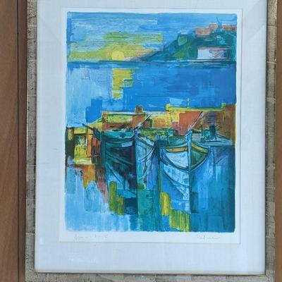 Jose Palmeiro "Marina with Boats" Lithograph  $225