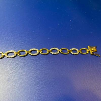 Vintage Sterling Silver Gold-toned CZ Tennis Bracelet 7-1/4