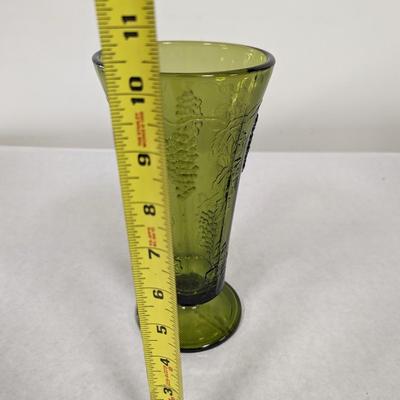 Vintage Avocado Indian Glass Vase