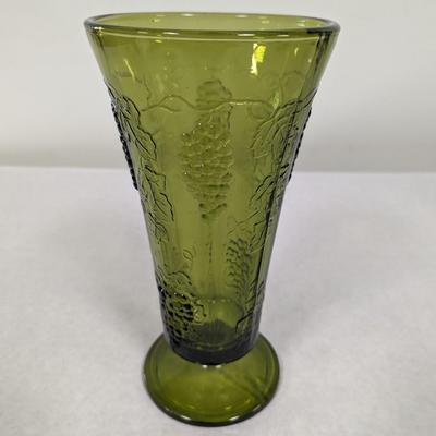 Vintage Avocado Indian Glass Vase