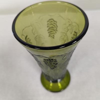 Vintage Avocado Indian Glass Vase