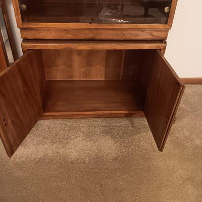 GLASS FRONT DISPLAY CABINET WITH STORAGE ON THE BOTTOM