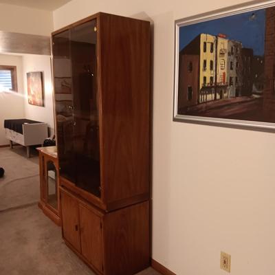 GLASS FRONT DISPLAY CABINET WITH STORAGE ON THE BOTTOM