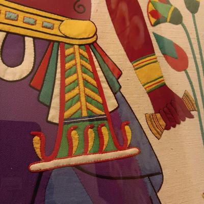 VINTAGE EGYPTIAN HAND STITCHED CLOTH TAPESTRY