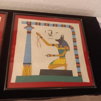 2 VINTAGE EGYPTIAN HAND STITCHED CLOTH TAPESTRY