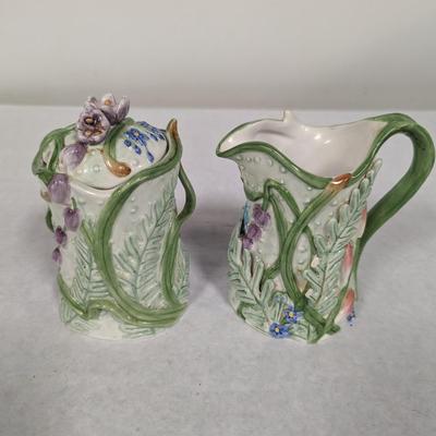 Hand Crafted Fitz & Floyd Floral Creamer & Sugar Bowl