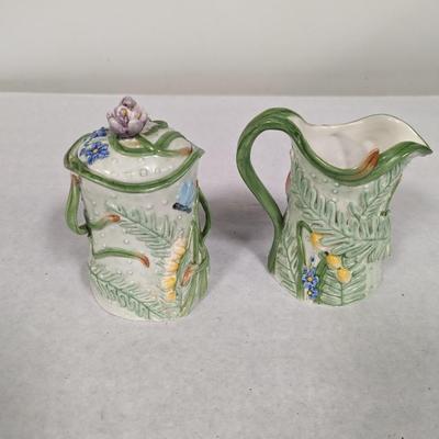 Hand Crafted Fitz & Floyd Floral Creamer & Sugar Bowl