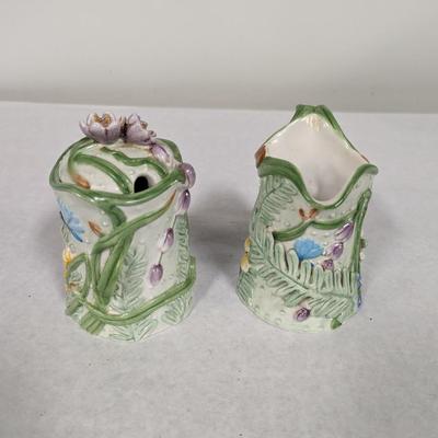 Hand Crafted Fitz & Floyd Floral Creamer & Sugar Bowl
