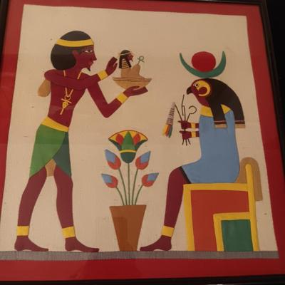 VINTAGE EGYPTIAN HAND STITCHED CLOTH TAPESTRY