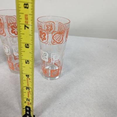 Vintage Iced Tea Glasses With Leaves & Flowers