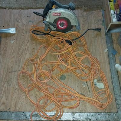 RYOBI CIRCULAR SAW AND LONG EXTENSION CORD