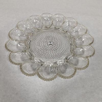 Vintage Clear Glass Deviled Egg Platter
