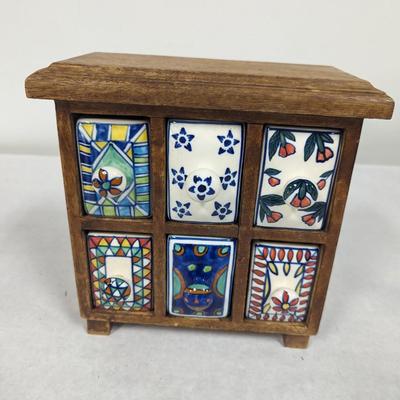 Pier 1 Wooden Apothecary Chest Set