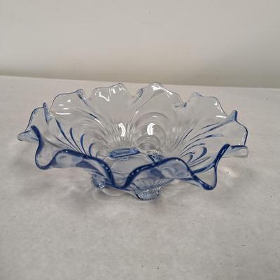 Vintage Cambridge Caprice Moonlight Blue Oval Bowl Footed