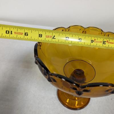 Vintage Tiara Garland Amber Pedestal Bowl