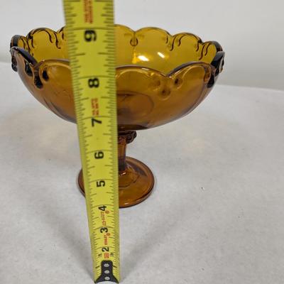 Vintage Tiara Garland Amber Pedestal Bowl