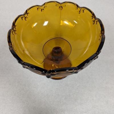 Vintage Tiara Garland Amber Pedestal Bowl