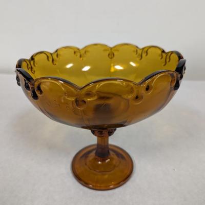 Vintage Tiara Garland Amber Pedestal Bowl