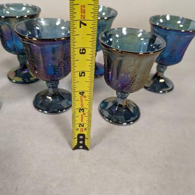 7 - Vintage Blue Indiana Glasses Harvest Grape Water Goblets