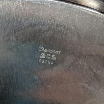 Large Vintage American Crescent Silverware Silverplate Grapevine Round Tray